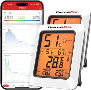 ThermoPro Bluetooth smart thermometer and hygrometer with app tracking for indoor temperature and humidity