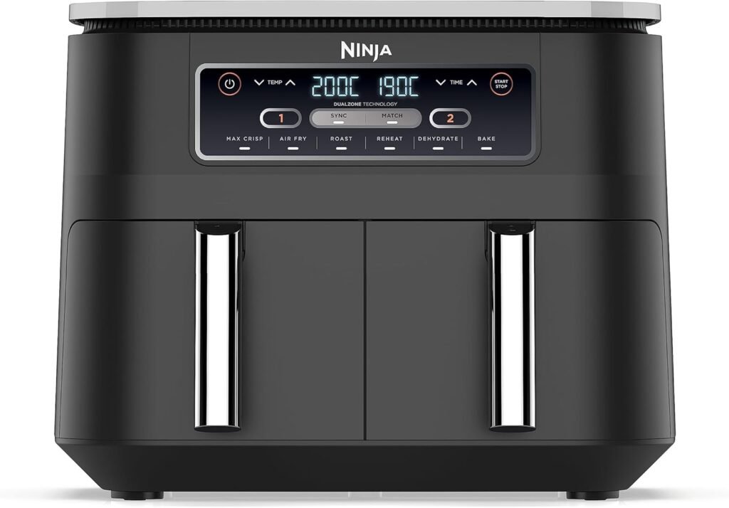 Ninja AF100UK air fryer with 3.8L capacity, non-stick basket, and four cooking functions including dehydrate