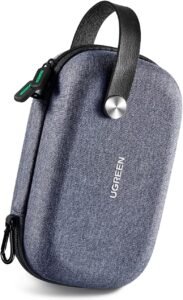 UGREEN portable tech organiser case in space grey with multiple compartments for cables, chargers, and accessories
