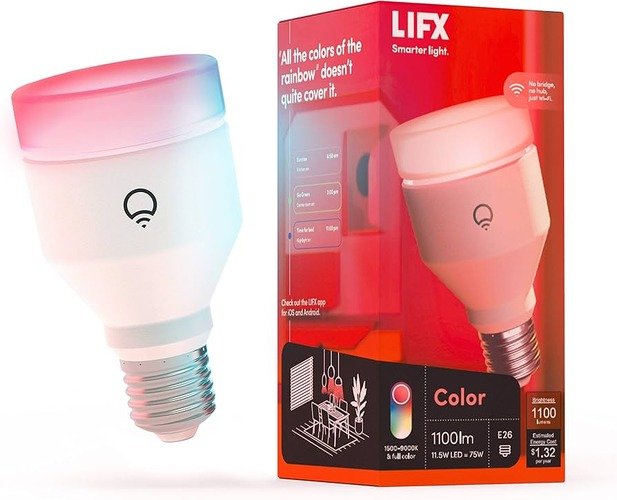LIFX A60 Wi-Fi smart LED light bulb with billions of colours and voice assistant compatibility